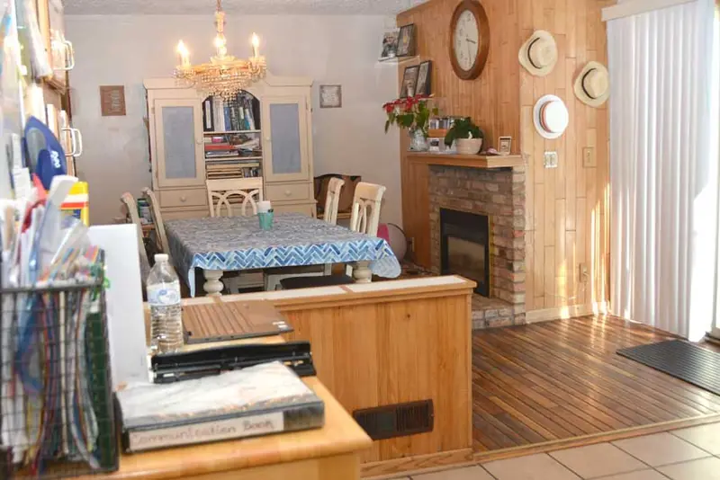 The dining room where residents share home-cooked meals