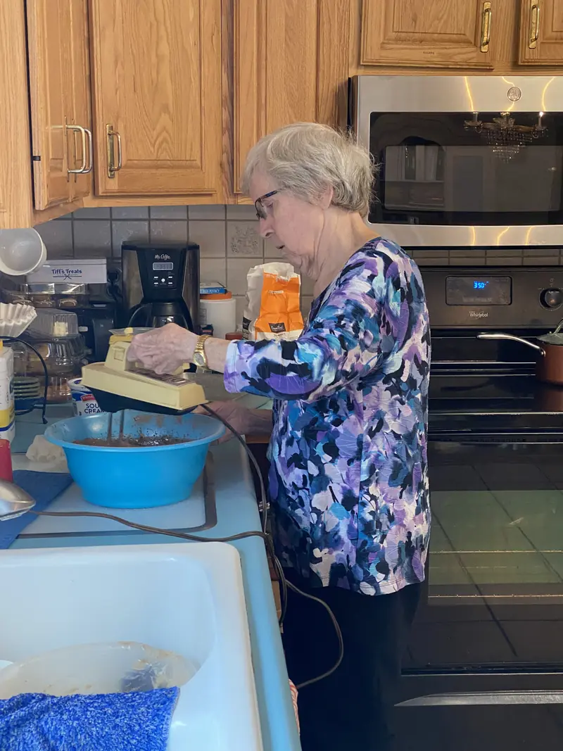 Resident baking in the kitchen