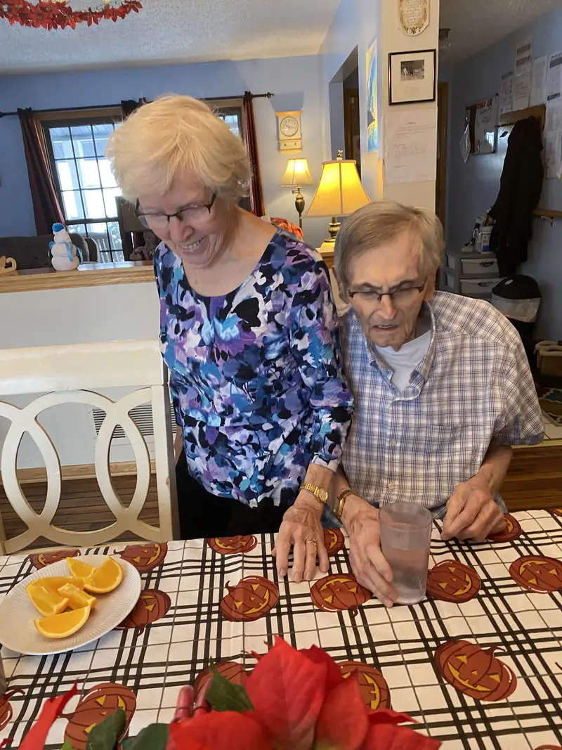 Residents enjoying a snack together